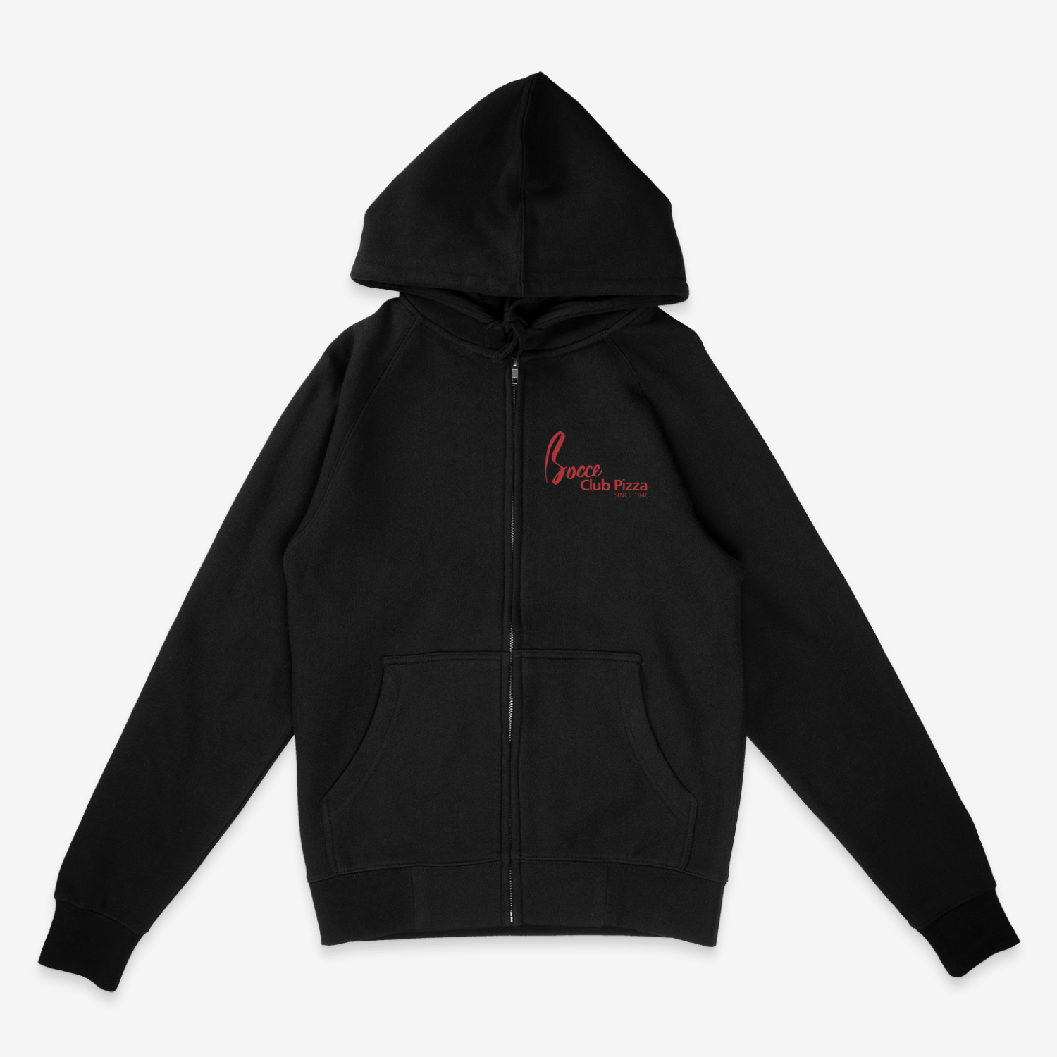 Black Logo Hooded Zip Up Sweatshirt