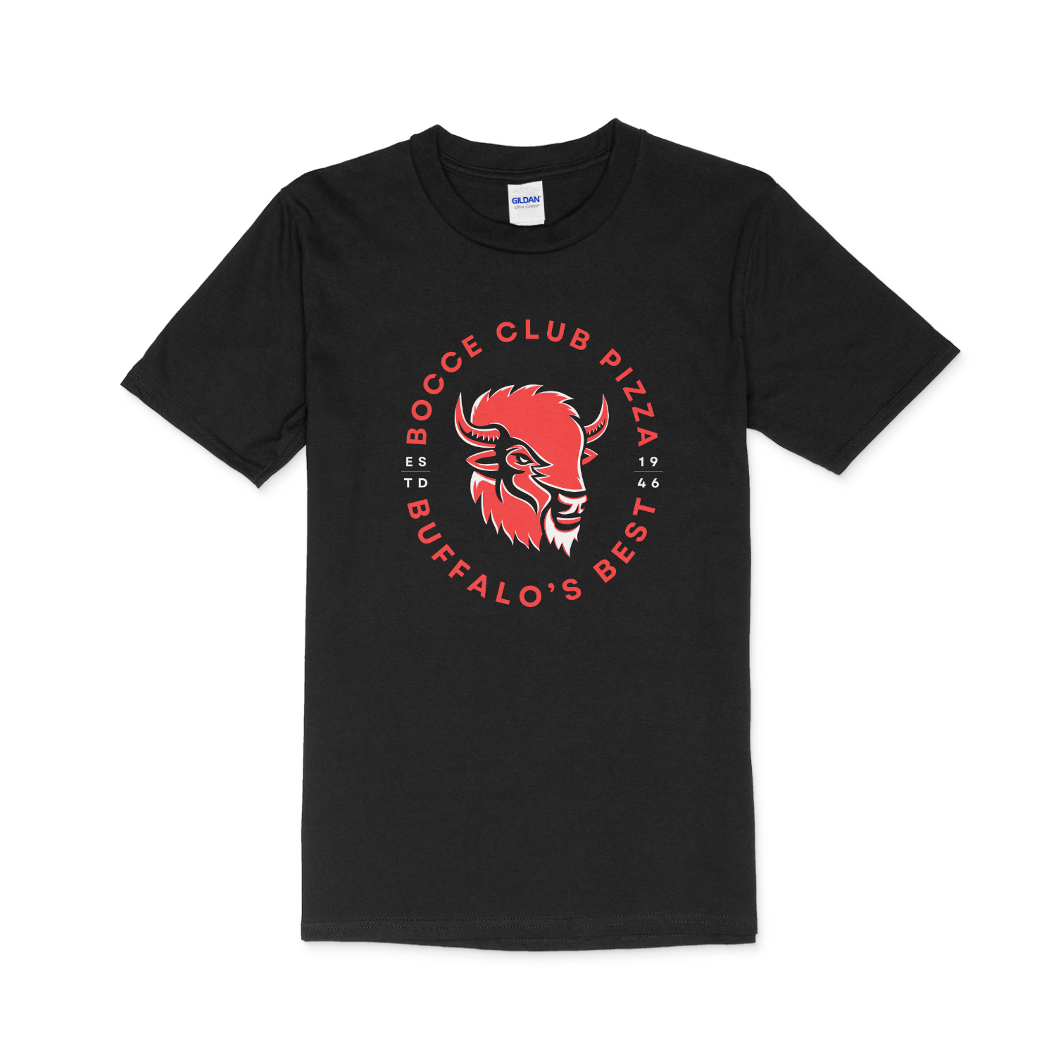 Buffalo Head Black Tshirt - Bocce Club Pizza